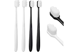 BFQZ 4Pcs Soft Bristle Toothbrush, Soft Micro Nano Manual Toothbrushs, Soft Bristled Adult Toothbrush Micro-Nano Manual Toothbrushs for Fragile Gums Adult and Children for Sensitive Teeth(Black+White)