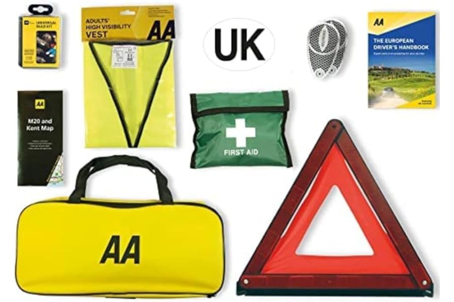 AA Euro Travel Kit AA6318 - for Driving in France/Europe - Includes Zipped Storage Bag and UK Identifier, Multicolour