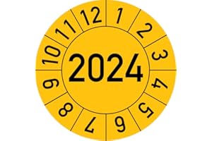 ROSENBAUM OFFSETDRUCK Jahresprüfplakette 2024 in verschiedenen Farben und Größen, 100 Stück, Prüfetikett Prüfplakette Jahresplakette (30 mm Ø, Gelb)