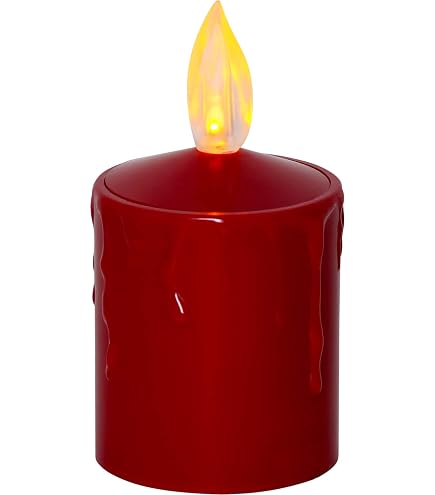 Lumino Per Cimitero A Batteria Lumino Elettrico A Fiamma Con Vetro - Luce Rossa Intermittente, Durata 365 Giorni - 8
