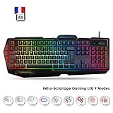 EMPIRE GAMING - Clavier Gamers K900 - Semi-Mécaniques - Rétro-Eclairage LED RGB (9 Modes) - 19 Touches Anti-Ghosting - 12 Raccourcis Multimédia - 3 Macros Programmables - Repose-Poigné - USB Filaire