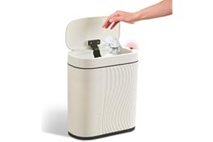 ZINUEEN Cubo de basura automático de 8 L, con sensor, para baño, cocina, a prueba de olores y resistente al agua, sin ruido, sin contacto, color blanco