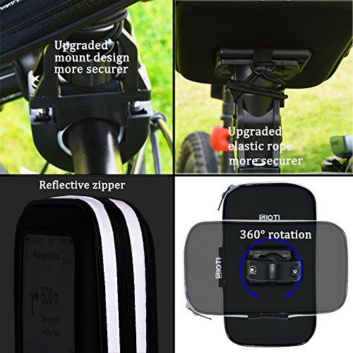 Bike Mount Holder -[Upgraded Version] SIOTI Universal Smartphone Bicycle Bike Waterproof Pouch Holster Case for iPhone 7 ,6s , 6, 5, 5s etc up to 5.2 Inches Devices