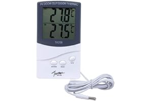 Geneic TA338 Thermomètre électronique haute précision avec sonde Intérieur Extérieur Maison Industriel Double Affichage Numérique Thermomètre