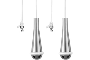 HTTYHT 2 Pack Bathroom Light-Pull Cord Handle Teardrop Chrome Pull String Light Switch End Weight Extension Replacement with 150cm Nylon White Cord Connector for Bathroom Blind Toilet Ceiling Lights Fan