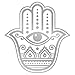 Produktbild Cuadros Lifestyle Wandtattoo/Wandaufkleber Hand der Fatima | Yoga Lotus Buddha Auge Hamsa | in verschiedenen Farben, Größe:ca. 57x60 cm, Farbe:Silber
