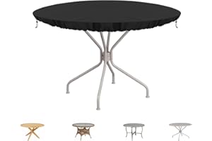 SIMPHAUS Funda Mesa Redonda Exterior Impermeable Funda Mesa Baja Exterior Anti-UV Tela Oxford 420D Funda Exterior Mesa Redonda Funda Jardin Resistente al Viento Ø112x10cm