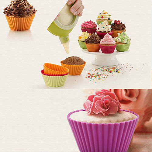 Silikon wiederverwendbar Backförmchen, Cupcake, Muffin Tassen, Antihaft Kuchen Formen, lebensmittelsicherheit, 24er Pack 6 Farben - 6