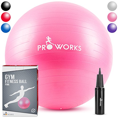 Proworks Anti-Platz Gymnastikball 65cm / 25.5” Hochleistungs Gymnastikball mit Pumpe