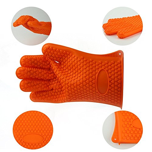 BBQ Grill-Bürste, Newdora -45CM- 3 Edelstahl BBQ Grillbürste in 1 und einen kleinen 100% kleine Silikonpinsel / Hitzebeständige Handschuhe – Best Barbecue-Reiniger Werkzeuge Zubehör – Outdoor-Küche Drahtborsten Reinigung Grates Parts Set Weber Holzkohle, Charbroil, Gas, elektrischer Handgriff, Porzellan, Infrarot-Grills - 6