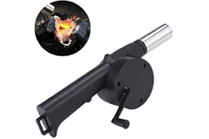 CRETEE Mini soffiatore d'Aria Manuale Portatile 9.6 Pollici / 24,5 cm Soffietto Manuale a manovella per Barbecue Soffietti antincendio Cucina all'aperto Picnic Campeggio