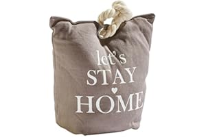 LB H&F Lilienburg Door Stopper, Heavy Fabric Sack, Vintage Grey, ”Home” Design