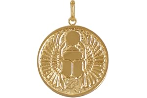 LES POULETTES BIJOUX - Ciondolo Placcato Oro Medaglia Rotondo Talismano Scarabeo