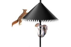 Cikiki Eichhörnchen-Leitblech für Vogelstangen, universeller Eichhörnchensicherer Vogelfutterspender, Außenstangenhalterung, Eichhörnchensicherer Schutzstopper, um Eichhörnchen zu stoppen, Vogelfutter