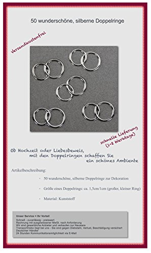 25 x Doppel Ring silber Deko Streuteile Scrapbooking Tischdeko Streudeko Hochzeit - 2