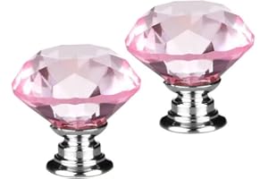FBSHOP(TM) 2 PCS 30mm Rosa Kristallglas Diamant Form Türknauf Griff Pull Knöpfe für Kinder Kid 's Room Schublade, Schrank, Chest, Bin, Kommode,Küche Schränke etc. mit Schrauben