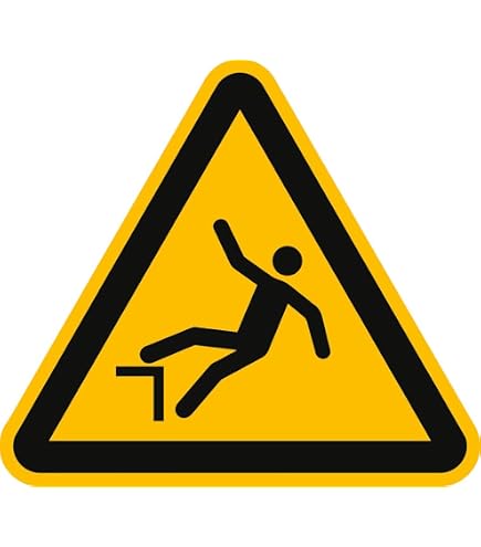 Warnschild 'Achtung Absturzgefahr – Lebensgefahr' – Verschiedene Größen, UV-beständig, Mit Bohrlöchern