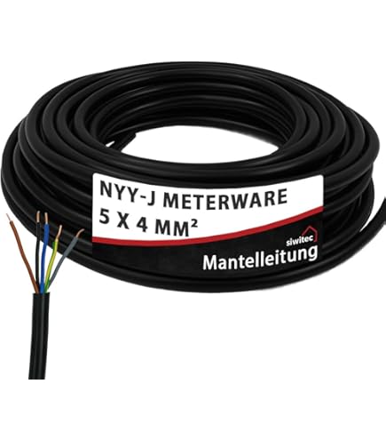 Erdkabel PVC Schwarz NYY-J 5x4,0mm² 50m