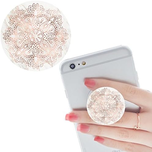 Multi-function Pop cellular phone bracket Socket Expanding Stand and Grip for Smart-phones and Tablets Bracket Mount Holder Collapsible-White black Rose gold marble Mandala flower