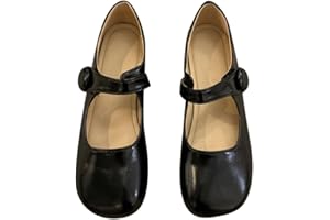 Onsoyours Mary Jane Chaussures Femme Vernis Plat Bride Cheville Chaussures avec Boucle Bout Rond Confortable