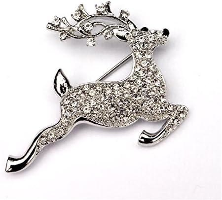 Yultide Reindeer Brooch, Rhodium Plated, Swarovski Crystal. LWF_6453