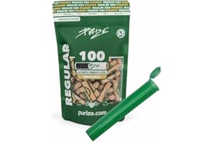 ‎PURIZE PURIZE 9mm Aktivkohlefilter Regular Size Inklusive Joint Tube und 1/5 Sticker Menge und Farbe WÄHLBAR (50x - 420x) (Organic, 100)