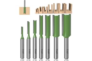 TXHF 6mm Shank Single & Double Flute Straight Router Bit Set Woodworking Trimming Cutter 3mm,4mm,5mm,6mm,8mm,10mm,12mm (7pcs)
