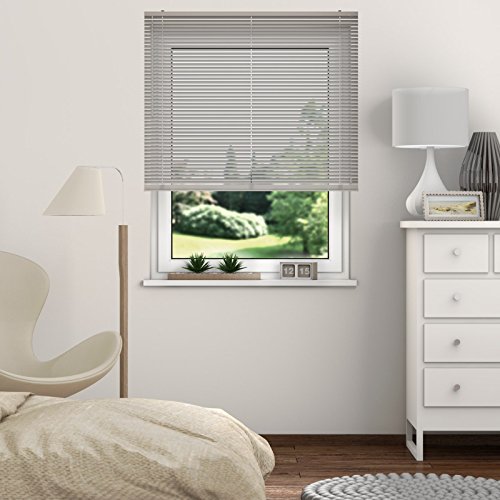 DESWIN Jalousien – Klemm-Jalousie – 90 x 150 cm SILBERGRAU – Aluminium – (mit Klemmhaltern, Magnete, Halter zum Schrauben) - 4