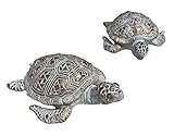 Colores blanco y dorado Home Collection Set de 2 Tortugas Surtidas en Blanco y Dorado de 13 cm y Resina Sintética Figura Decorativa Decoracion Hogar Jardín Figuras Animales