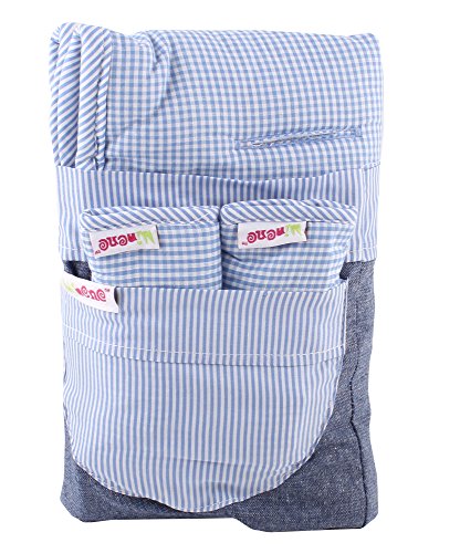 Minene UK Reversible Checker and Strips (Light Blue)