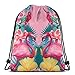 Produktbild guolinadeou Flamingo and Tropical Garden Shoulder Drawstring Bag Backpack String Bags School Rucksack Gym Sport Bag Lightweight