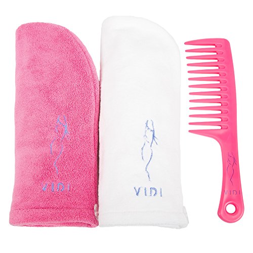 Haar Turban Handtuch, Kopf-handTuch Mikrofaser (2 Stück), Kostenlos Großen Kamm - 5