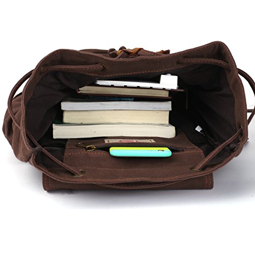 Canvas Vintage Rucksäcke BESTOPE Damen Herren Schulrucksack Retro Backpack für Campus Studenten und Outdoor Reisen Wandern mit Großer Kapazität - 5