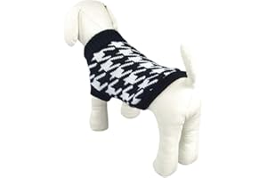Ducomi Hearts Maglione Cane e Cuccioli in Morbido e Caldo Filato - Maglioncino per Cani per Taglia Piccola e Media - Abbigliamento Cani e Gatto Idea Regalo Natale (S, Black White)