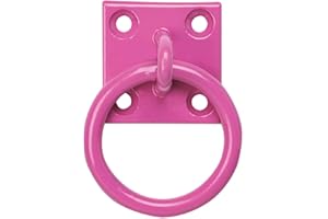 Haven Heritage Equestrian Coloured Tie Ring on 50mm Plate Stable Tie Up Ring Horse Pony (Pink)