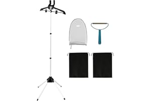 TNTGMG Cintre à vapeur pour vêtements, cintre pliable avec gant de repassage, support pour fer à vapeur avec rotation à 360°, longueur ajustable de 84 à 160 cm, support de séchage portable pour vêtements