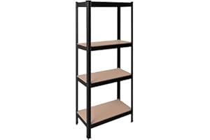 OcioDual Scaffali in Metallo Nero Tiny, Scaffale con Ripiani MDF, Scaffale Modulare, 150x60x30cm, Scaffali Metallici Componibili, Scaffalatura Metallo, Scaffalatura Garage, 240kg