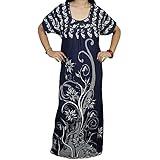 Indiatrendzs Women Cotton Nighty Printed Blue Sleepwear 46"