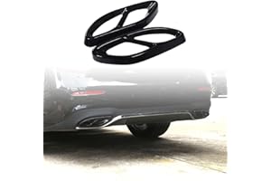 Mkptopia Couvercle d'échappement pour pare-chocs arrière Cylindre d'échappement Couvercle d'échappement Compatible avec Be-nz A B C E CLA GLC GLE GLS Classe W205 W213 X253 -Noir brillant
