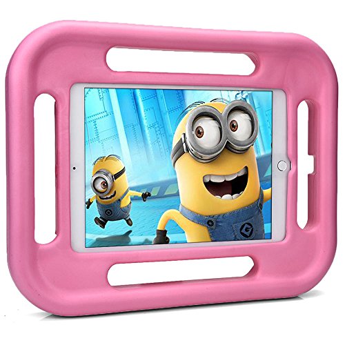 iPad 9.7 (2017), iPad Air 1 / 2 Kinderhülle, COOPER GRABSTER strapazierfähige robuste, widerstandsfähige, stoßfeste, schützende Spielhülle für Kinder mit 4 Griffen & kostenlosem Displayschutz (Pink)