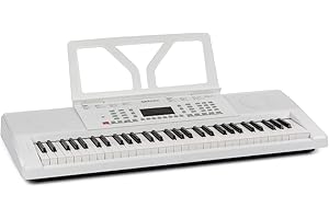 SCHUBERT MUSICAL INSTRUMENTS Schubert Etude 61 MK II Digital Keyboard - Tasten-Keyboard, 61 Tasten, Lern- und Aufnahmefunktion, 50 Demo-Songs, 300 Klänge/Rhythmen, Netz- und Batteriebetrieb, inkl. Notenständer, weiß
