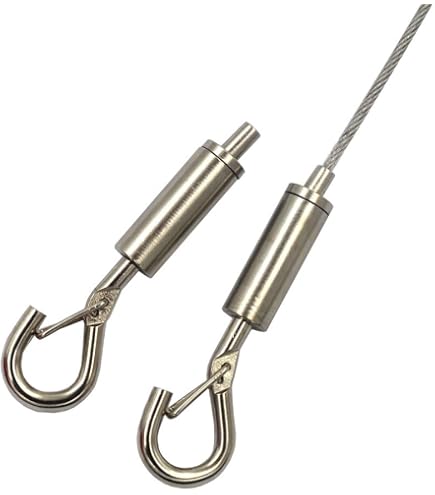 SDTC Tech 2-Pack Adjustable Stainless Steel Wire Rope With Hooks - 6.5ft, 175lb Capacity For Hanging & Securing