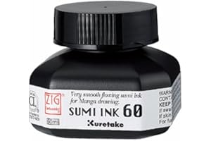 ZIG Kuretake Flacon d’encre Sumi de 60 ml noir pour dessinateur de cartoon