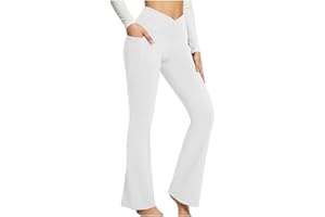 Liebeimmer – Pantalon de yoga bootcut pour femme, legging évasé taille haute croisé avec poches