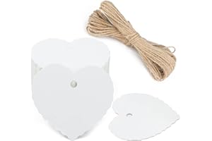 ‎G2PLUS G2PLUS 100Stk. Herz Geschenkanhänger, Weiß Kraftpapier Etiketten Tags 300g/m² Anhänger Etiketten mit Schnur for Muttertag Valentinstag Hochzeit Geschenke