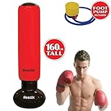 Sentik 160cm Tall Inflatable Punching Tower Punch Bag + Free Foot Pump