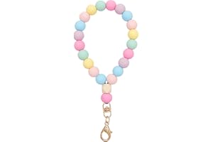 MORSUNBELA Armband Schlüsselanhänger Band Handykette Perlen Handgelenk Handyanhänger Lanyard Handyband Handschlaufe Regenbogen Handyanhänger