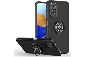 SEAHAI Funda para Xiaomi Redmi Note 11E Pro/Redmi Note 11 Pro 5G/4G Estuche, Translúcida Escarchado Duro PC Carcasa Antigolpes TPU Bumper Silicona Cubierta con 360° Anillo Soporte, Negro