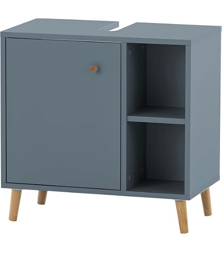 Mobile Bagno Portalavabo Sospeso Con Ante 100 Cm Grigio Pietra Con Specchio Cuki
