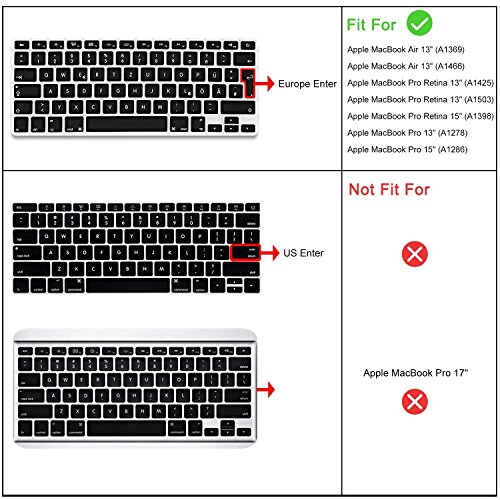 Silikon Tastaturschutz, HOOMIL Hauchdünner Tastatur Schutzfolie für Apple MacBook Air 13“/ Pro Retina 13“ – Transparent - 2